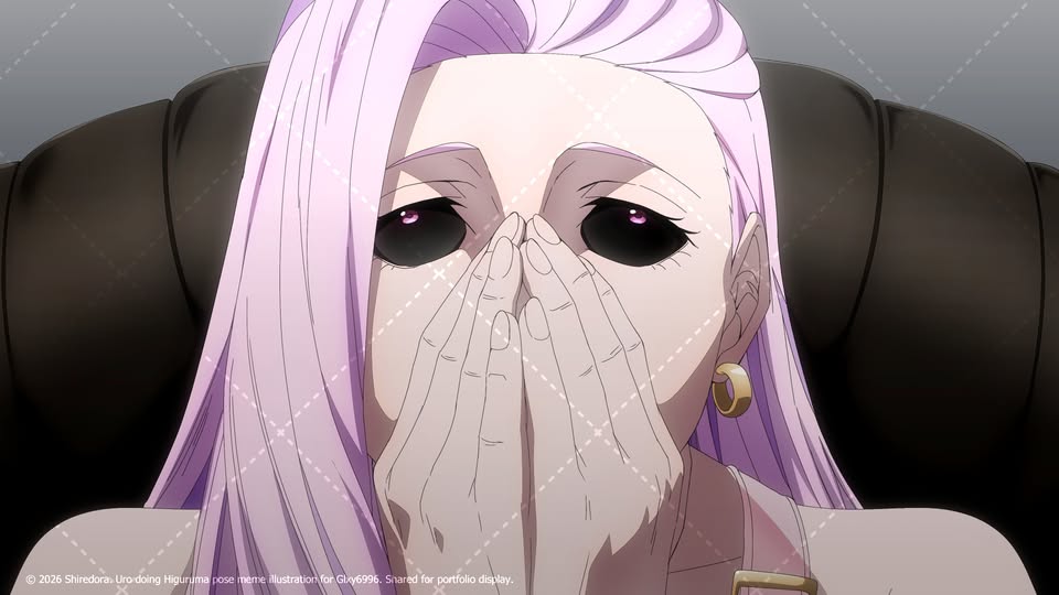 1girl, black_sclera, colored_sclera, earrings, higuruma_stressed_out_(meme), jewelry, jujutsu_kaisen, long_hair