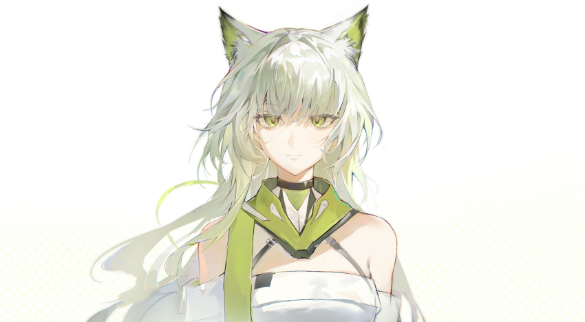 1girl, animal_ear_fluff, animal_ears, arknights, bare_shoulders, cat_ears, cat_girl, chinese_commentary