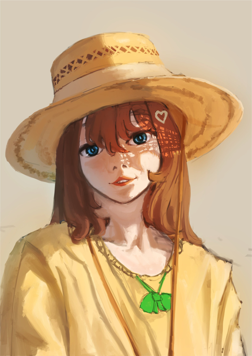 1girl, absurdres, alternate_costume, arms_at_sides, blue_eyes, brown_hair, commentary, english_commentary