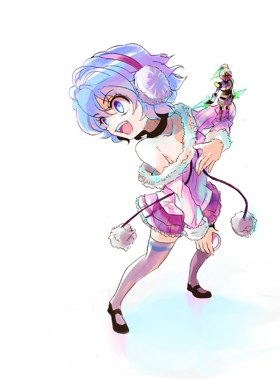 earmuffs, eu_(pixiv1909), fur_trim, kawamura_ami, kunoichi_(danball_senki), open_mouth, purple_eyes, purple_hair