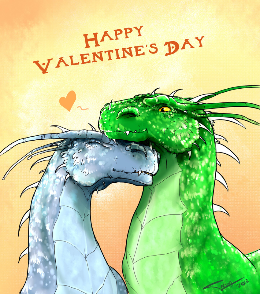2others, closed_eyes, couple, dated, dragon, dragon_tail, eastern_dragon, english_text