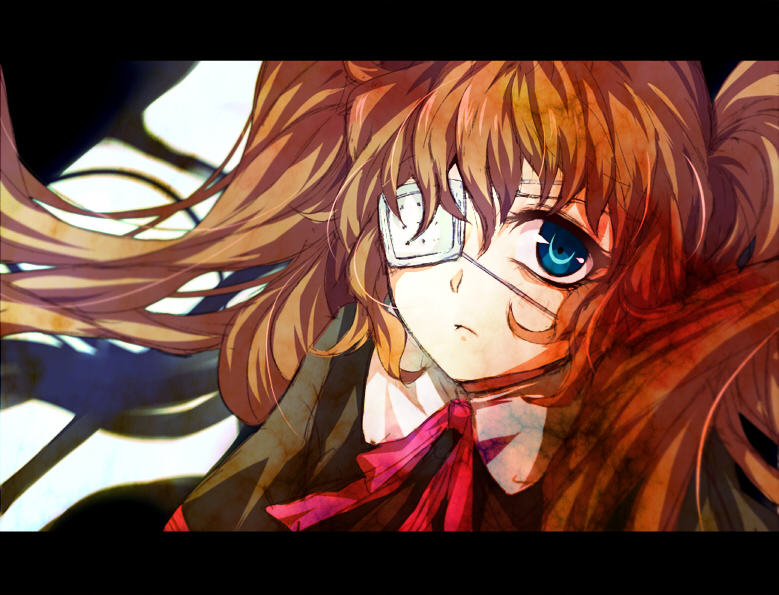blue_eyes, brown_hair, eyepatch, higanbana_no_saku_yoru_ni, melting_scarlet, sakurada_michiru, twintails