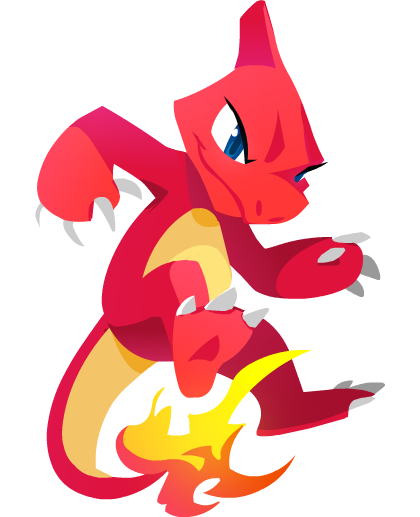 blue_eyes, charmeleon, claws, closed_mouth, commentary, english_commentary, fire, flame-tipped_tail