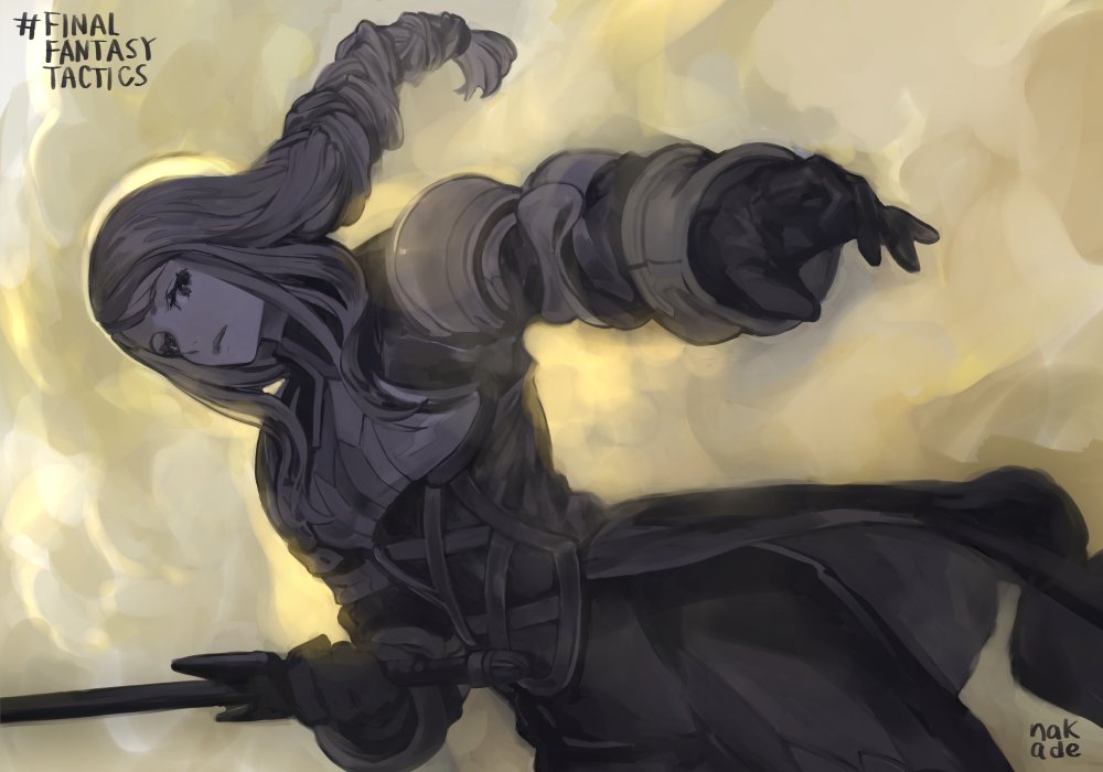1girl, agrias_oaks, armor, artist_name, blonde_hair, braid, breasts, closed_mouth