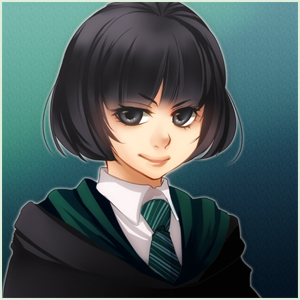 1girl, black_eyes, black_hair, black_robe, blunt_bangs, blunt_ends, bob_cut, border