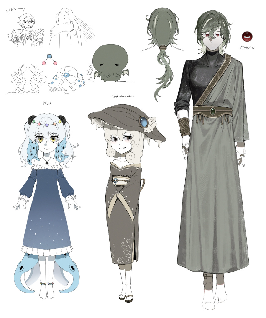 2boys, 2girls, absurdres, asdf1211950, barefoot, belt, black_souls, black_souls_2