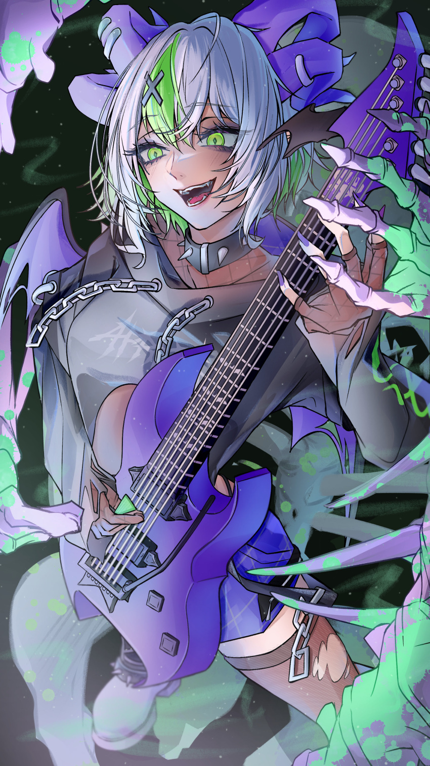 1girl, absurdres, apricot_the_lich, apricot_the_lich_(goth), black_hoodie, breasts, cropped_hoodie, demon_girl