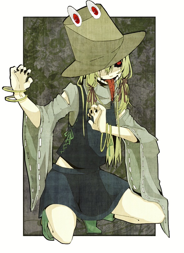 bad_id, black_sclera, blonde_hair, bracelet, creepy, hat, jewelry, loalo