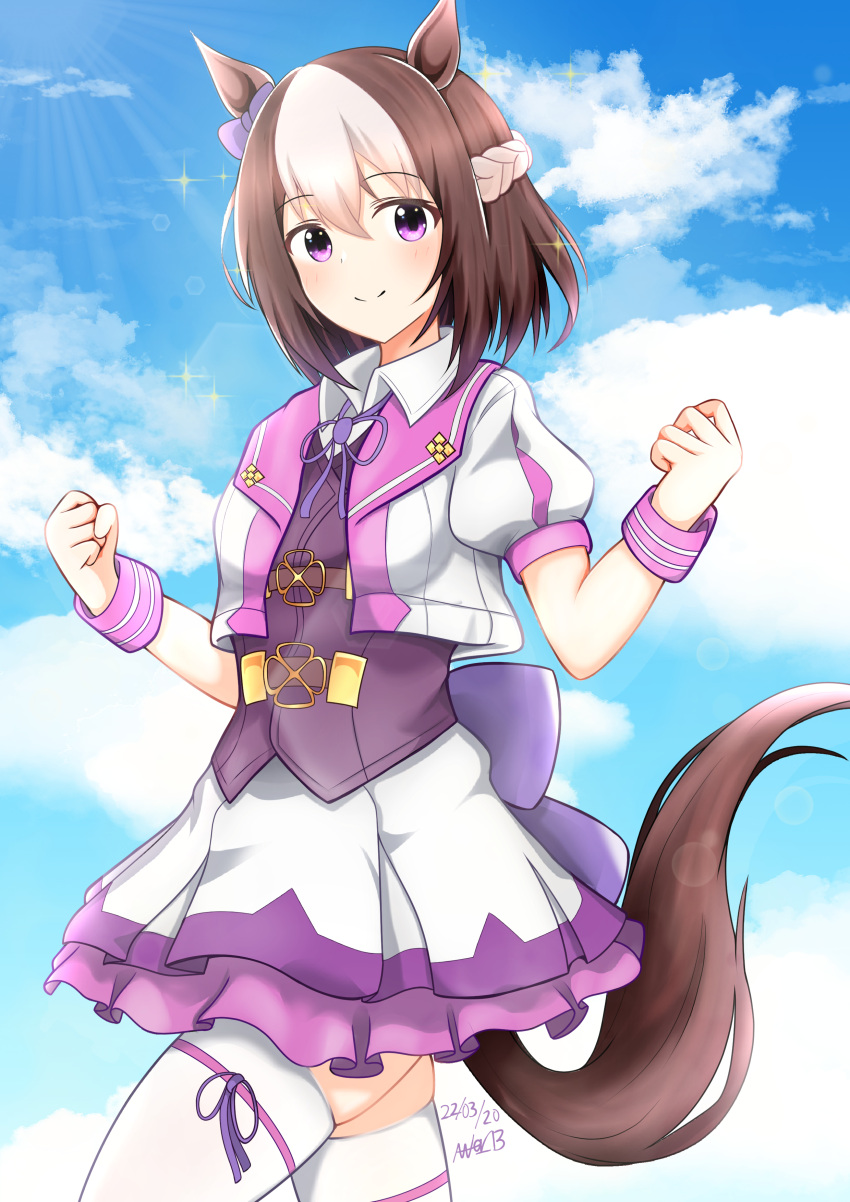 1girl, abataa, absurdres, animal_ears, blue_sky, blush, bow, braid