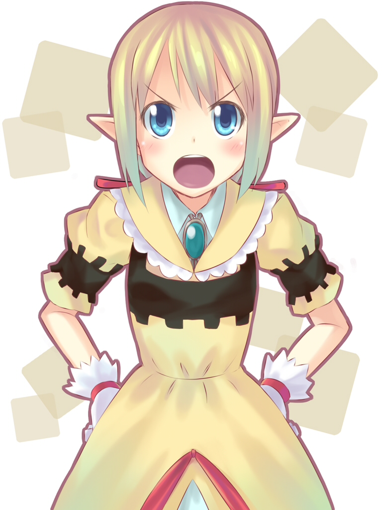 blue_eyes, gloves, nichijou, pointy_ears, princess_starla_(nichijou), shiwasu_gatsu, shiwasuzuki, short_hair