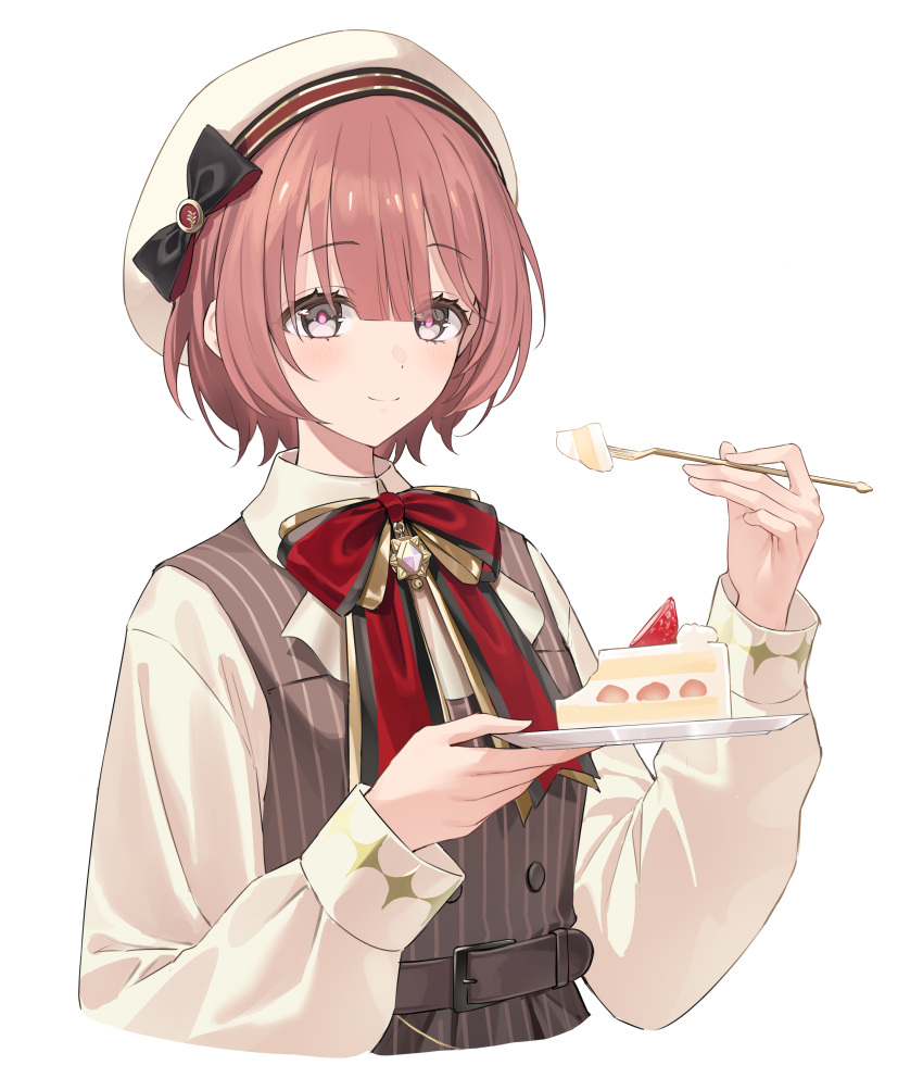1girl, absurdres, amayui_moka, amayui_moka_(2nd_costume), belt, beret, black_bow, blunt_bangs