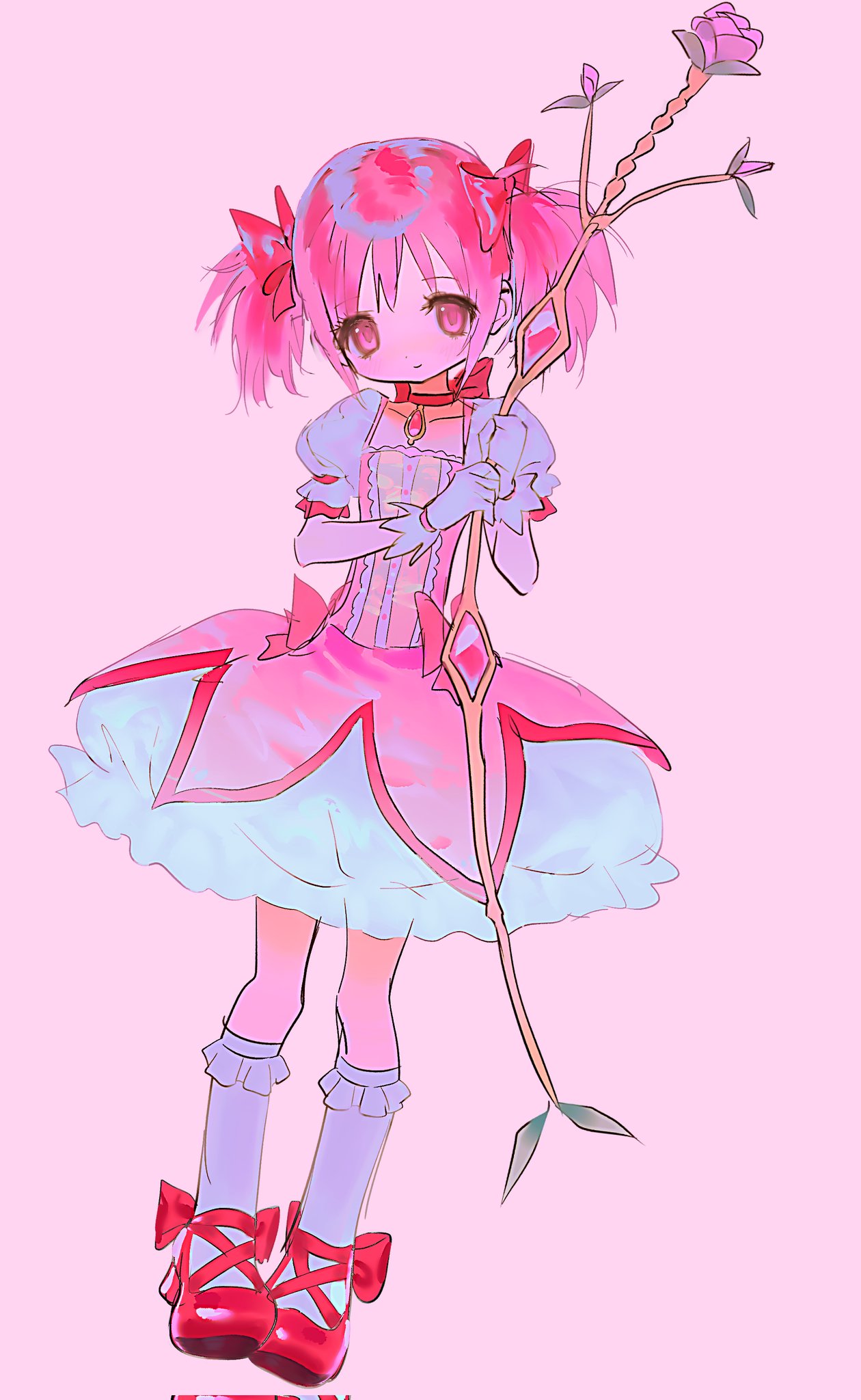 1girl, bow, bow_(weapon), bubble_skirt, choker, collarbone, corrupted_twitter_file, dress