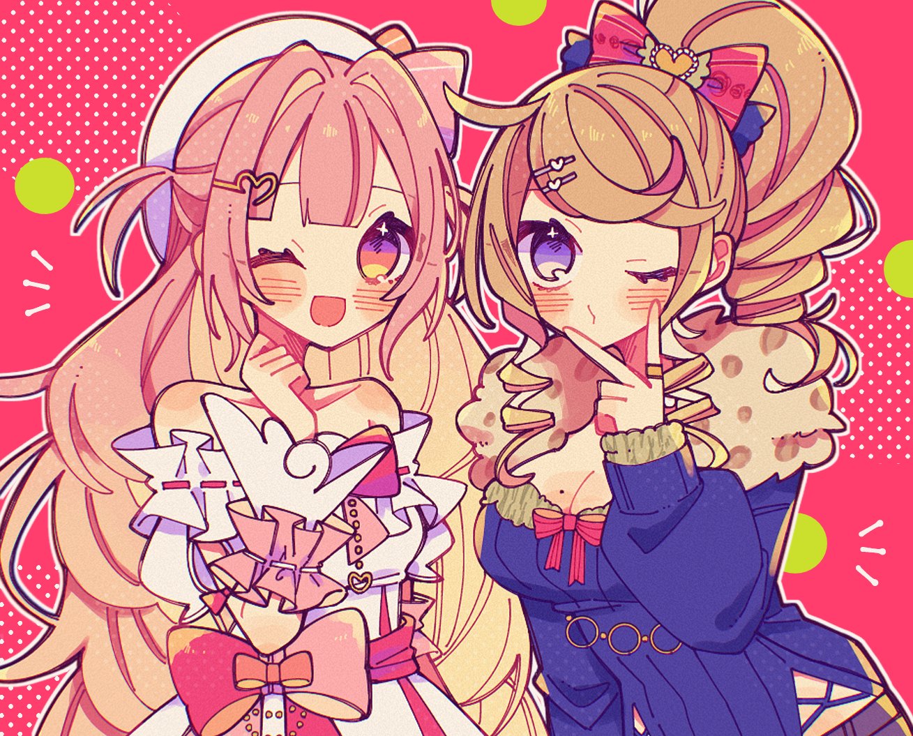 2girls, blonde_hair, blush, breasts, commentary, cupid, english_commentary, gyarinrin358
