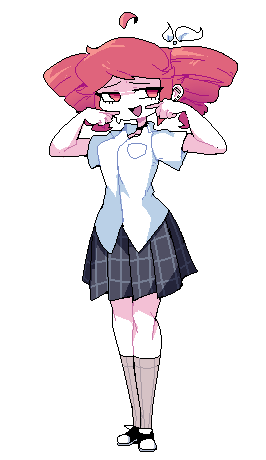ahoge, ass, black_shoes, black_skirt, drill_hair, full_body, gountro, hair_over_face
