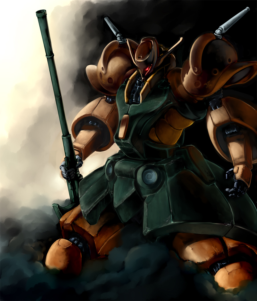 gabthley, glowing, glowing_eyes, gun, gundam, mecha, raikoh, raikoh_(artist)