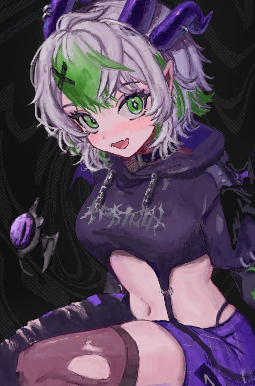 1girl, absurdres, apricot_the_lich, apricot_the_lich_(goth), b_nosk101, black_background, black_hoodie, black_pants