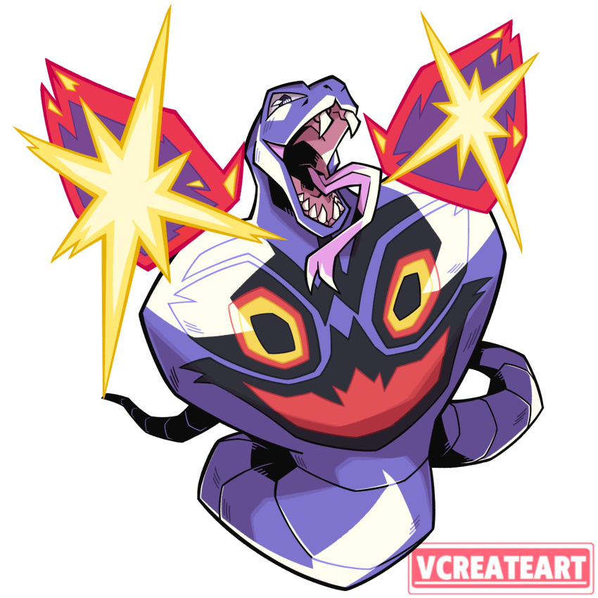 arbok, artist_name, black_eyes, commentary, english_commentary, fangs, forked_tongue, highres