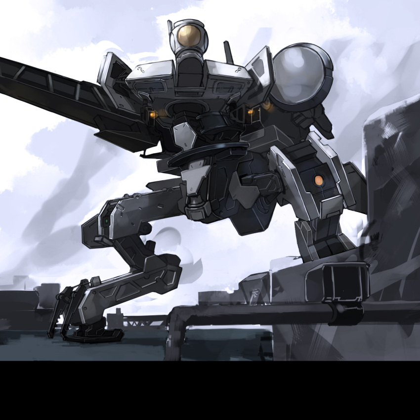 cloud, highres, mecha, metal_gear, metal_gear_solid, metal_gear_solid_peace_walker, metal_gear_zeke, sky