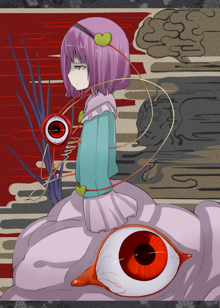 eyeball, hairband, heart, hyara, komeiji_satori, pale_skin, purple_hair, red_eyes