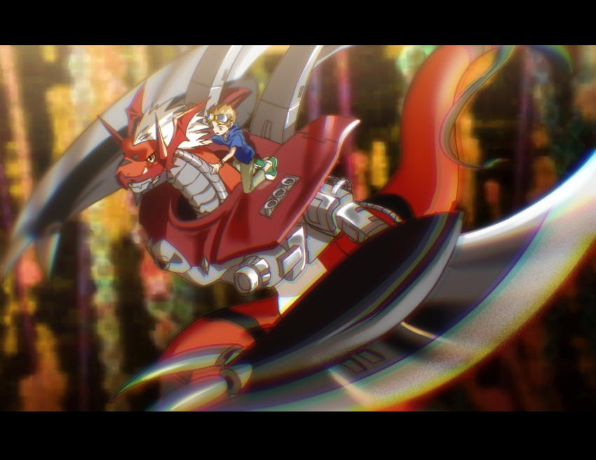 2boys, arm_blade, armor, blue_hoodie, brown_hair, claws, commentary_request, cyborg