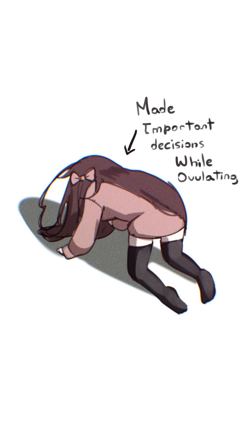 1girl, absurdres, all_fours, black_thighhighs, bow, brown_hair, cardigan, chromatic_aberration
