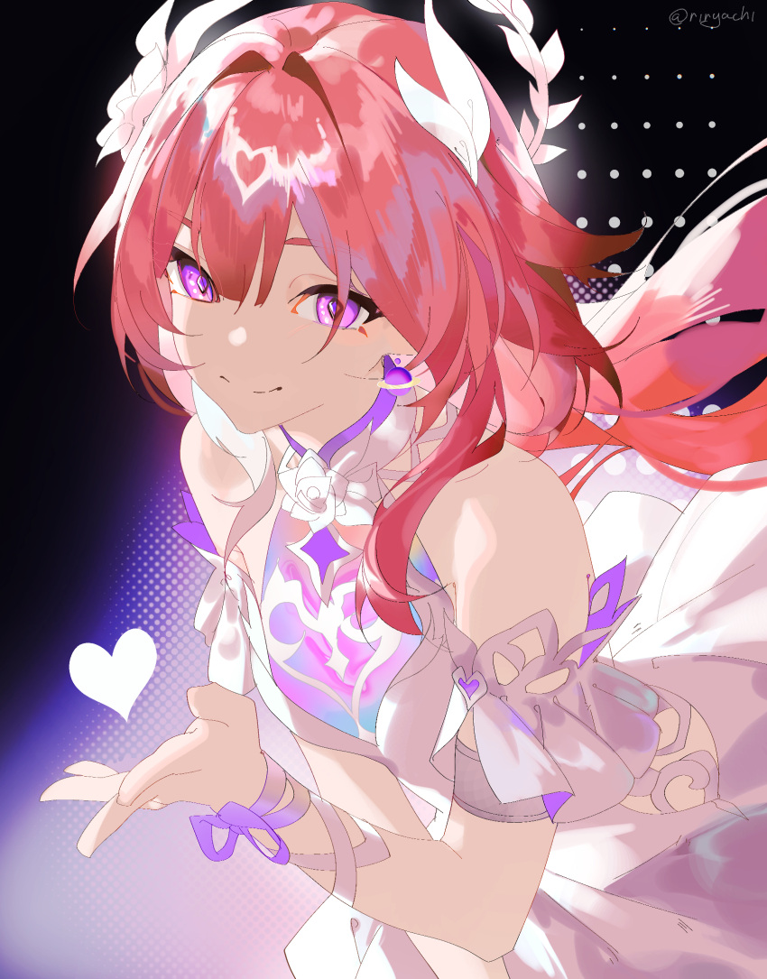 1girl, breasts, commentary, cyrene_(demiurge)_(honkai:_star_rail), cyrene_(honkai:_star_rail), diamond-shaped_pupils, diamond_(shape), dress