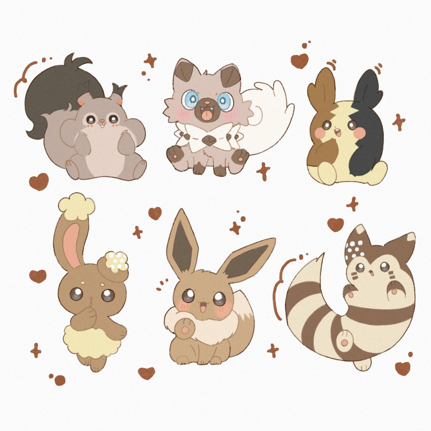 aqua_eyes, blush, brown_eyes, brown_theme, buneary, color_connection, commentary, eevee