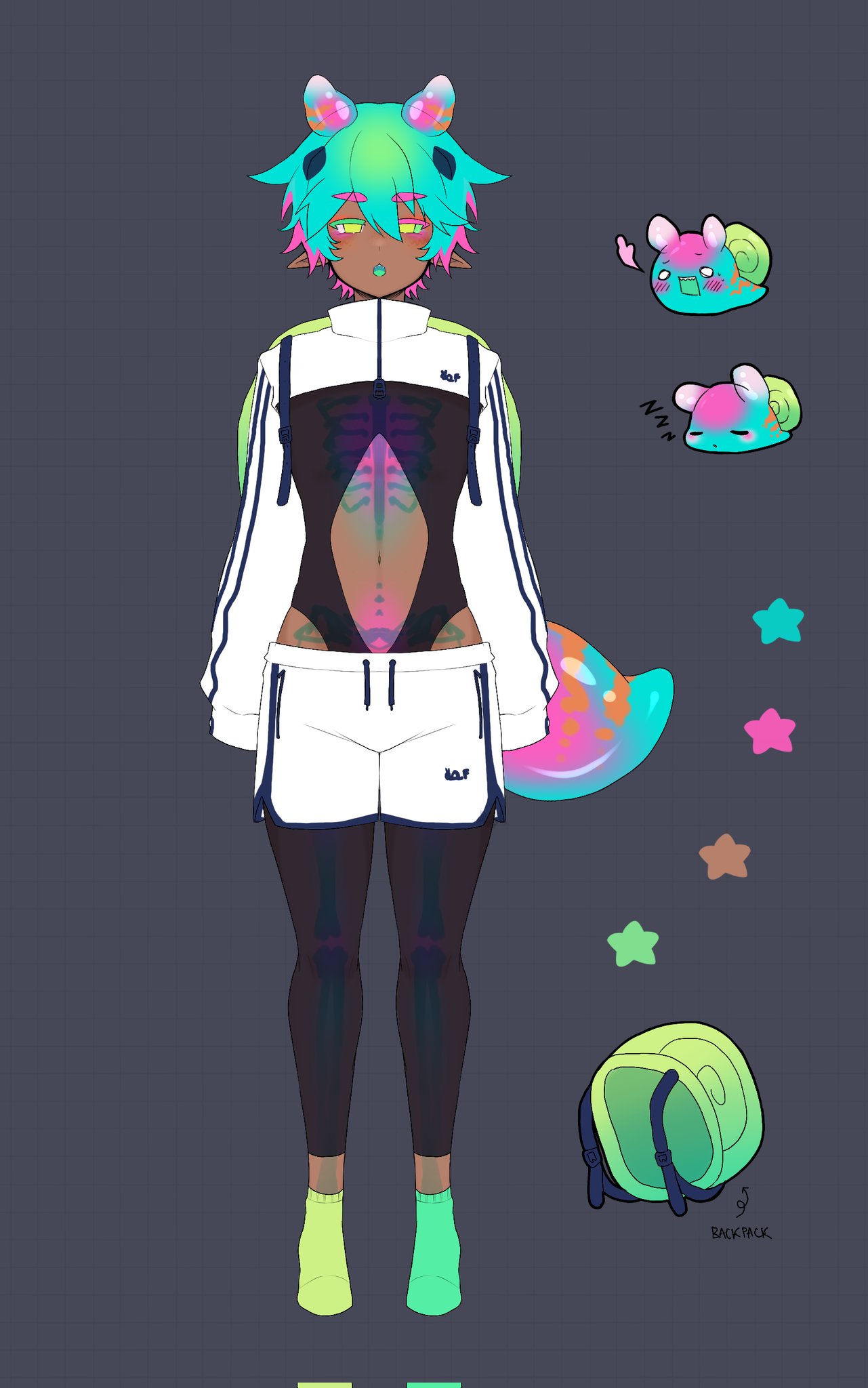 1boy, antennae, aqua_hair, commentary, dark-skinned_male, dark_skin, english_commentary, full_body