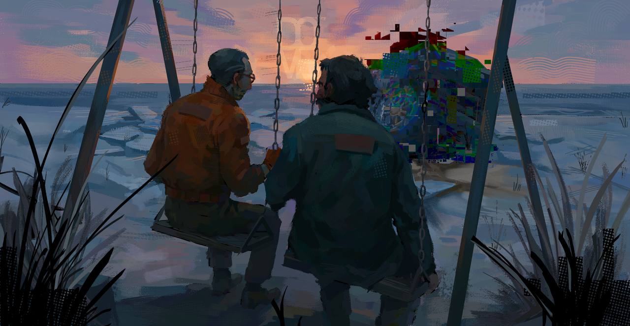 2boys, black_hair, blazer, bomber_jacket, canon_event, commentary, d0vvee, disco_elysium