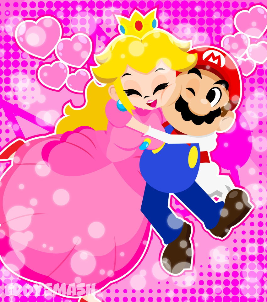 1boy, 1girl, absurdres, commentary, crown, eddysmash2407, gold_crown, hat