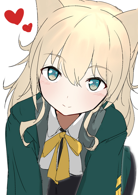 1girl, animal_ears, arknights, blonde_hair, blush, commentary_request, dog_ears, dog_girl