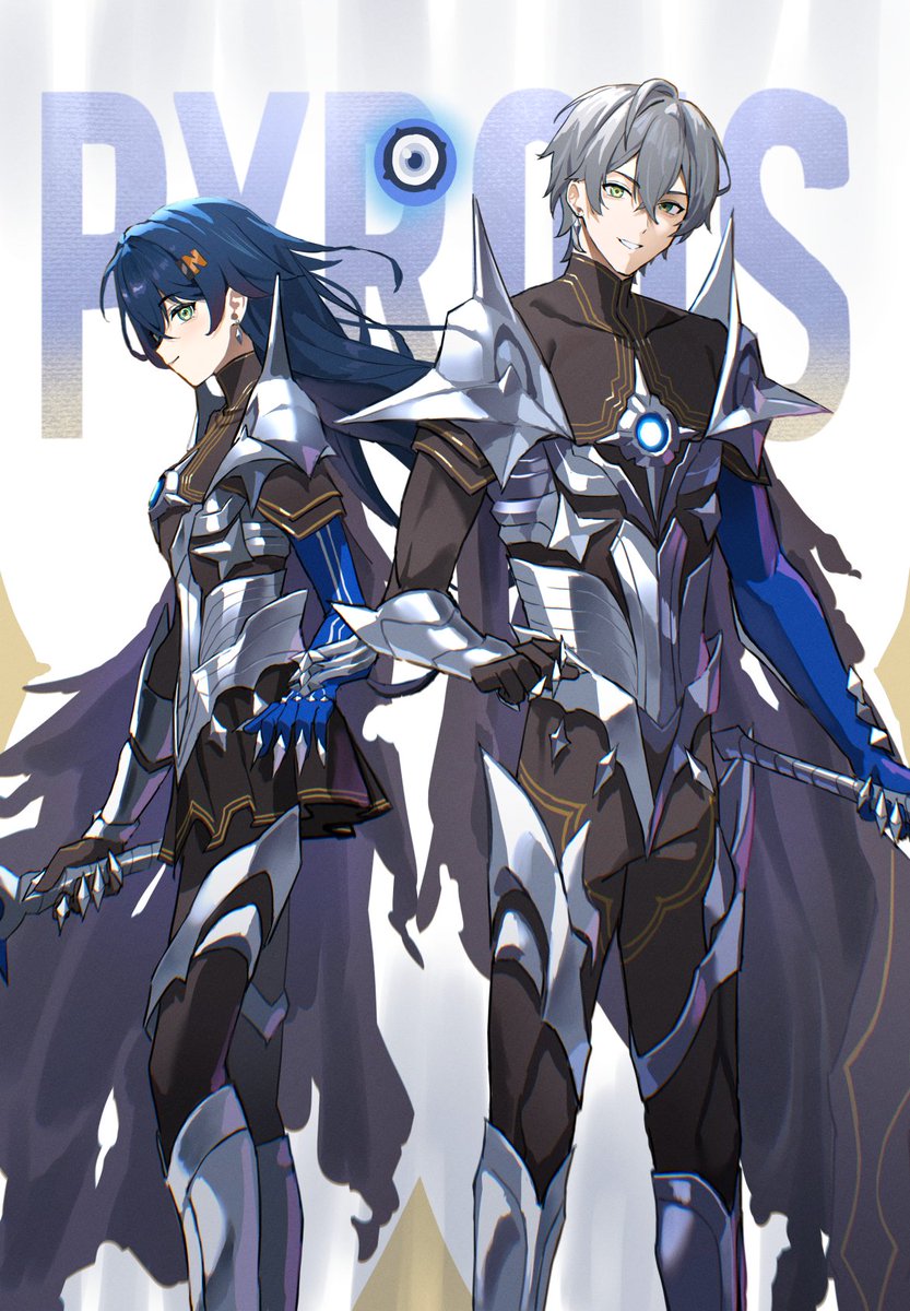 1boy, 1girl, alternate_hairstyle, belle_(zenless_zone_zero), cape, cosplay, crossed_bangs, hair_between_eyes