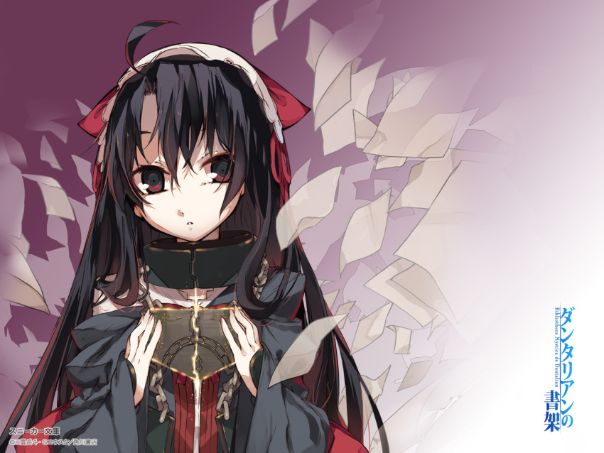book, chain, chains, dalian, dress, long_hair, paper, the_mystical_archives_of_dantalian