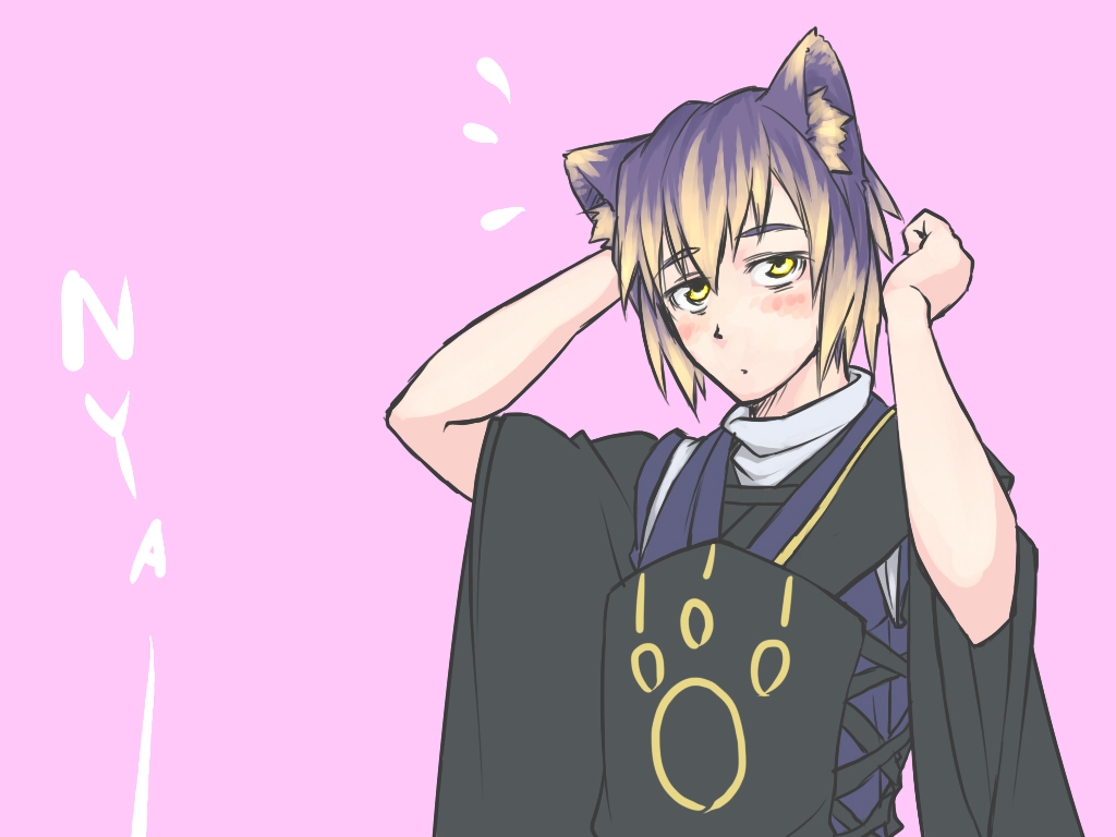 animal_ears, cat_ears, gespenst_8492, gradient_hair, hijiri_myouren, japanese_clothes, multicolored_hair, nekomimi_mode, short_hair, touhou, yellow_eyes