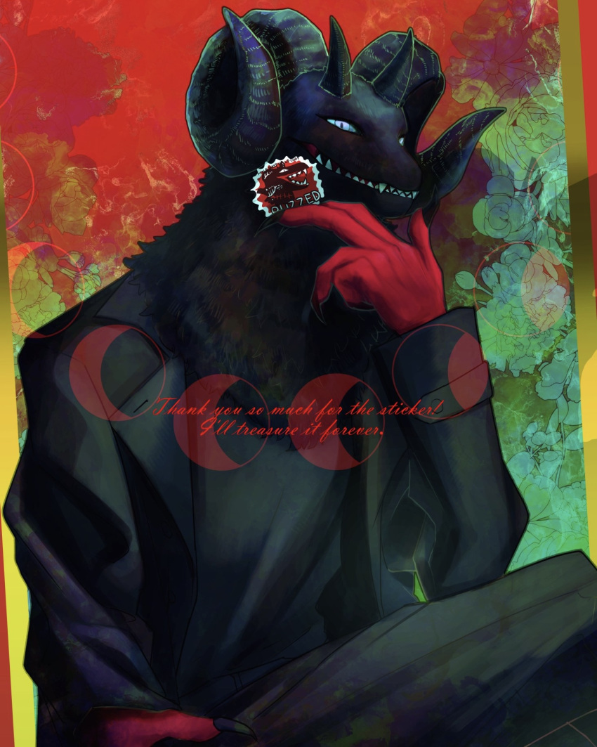 1boy, black_coat, black_fur, black_shirt, blue_eyes, body_fur, borrowed_character, claws