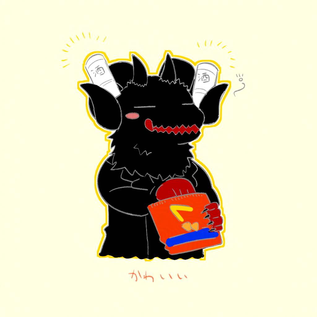 1boy, alcohol, beer, beer_can, black_coat, black_fur, blush_stickers, body_fur