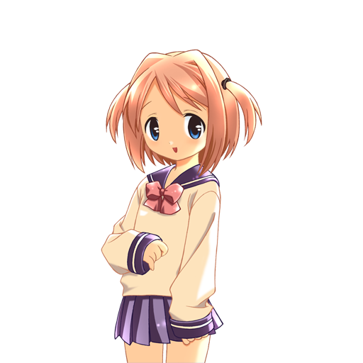 1girl, 2000s_(style), blue_eyes, blue_skirt, blush, bow, brown_hair, cowboy_shot
