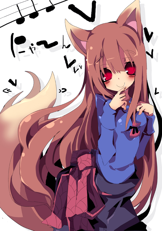 blush, brown_eyes, brown_hair, dango_mushi, heart, holo, light, long_hair