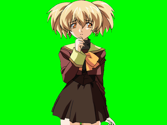 1990s_(style), 1girl, blonde_hair, bow, breasts, brown_serafuku, closed_mouth, cowboy_shot