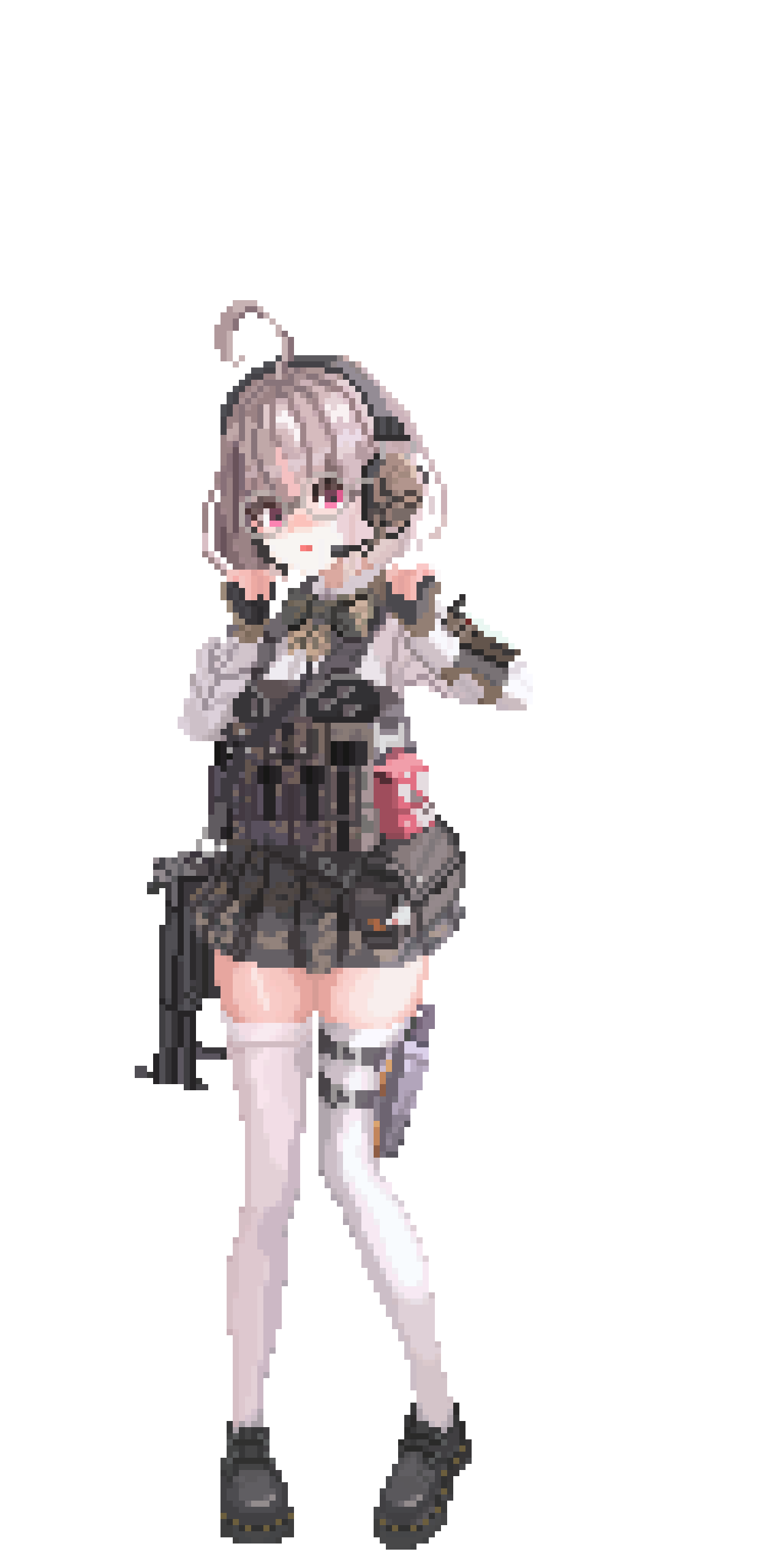 1girl, absurdres, ahoge, blush, breasts, brown_eyes, brown_hair, fingerless_gloves