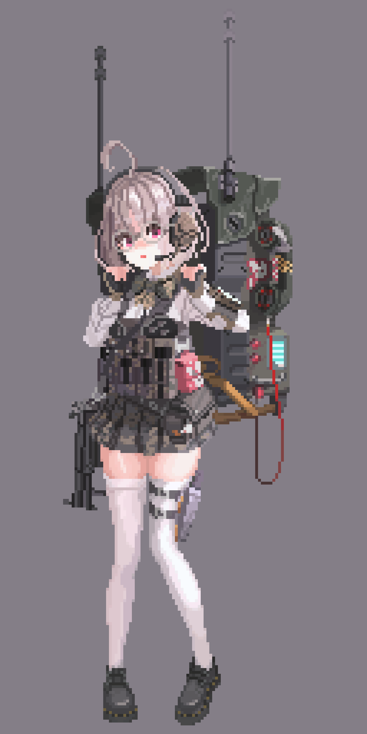 1girl, absurdres, ahoge, blush, breasts, brown_eyes, brown_hair, fingerless_gloves