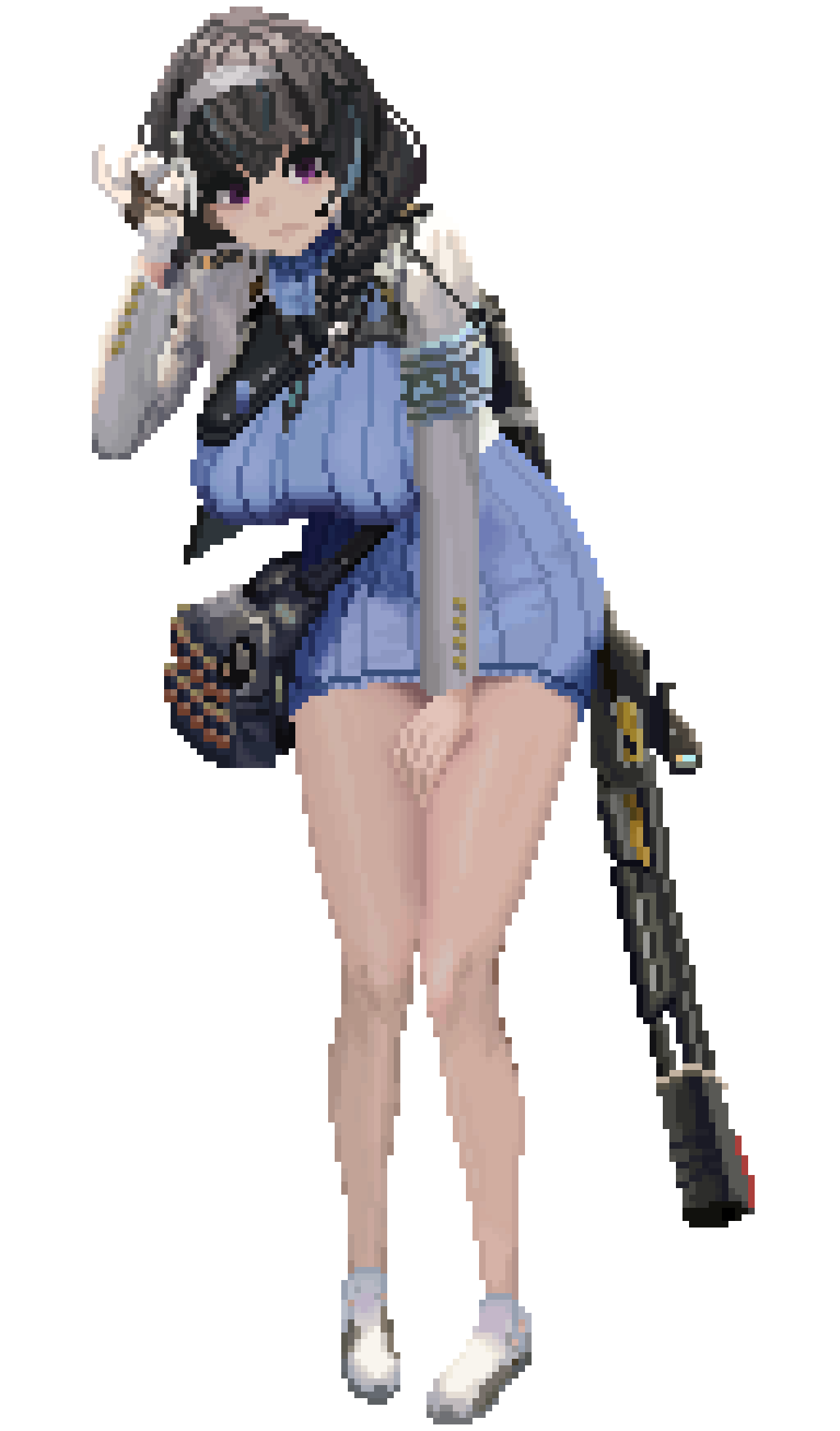 1girl, animal_ears, black_hair, blush, bow, braid, breasts, closed_eyes