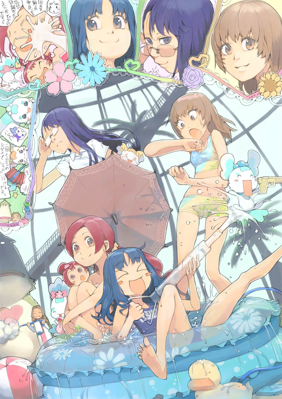 barefoot, bikini, chypre_(heartcatch_precure!), coffret_(heartcatch_precure!), cologne_(heartcatch_precure!), coupe, feet, glasses