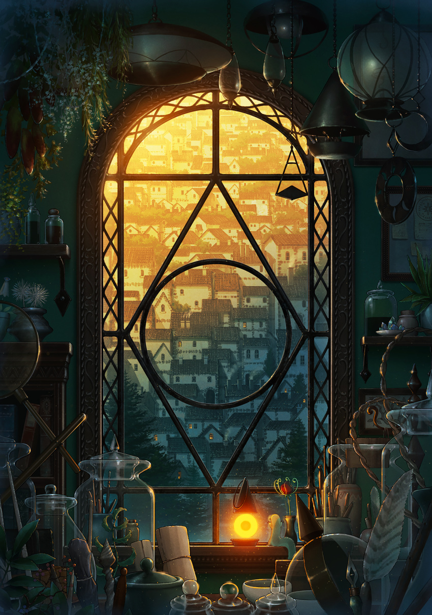 absurdly_detailed_composition, brushbuddy, cola_(gotouryouta), commentary_request, creature, crystal, diadem_herb, glass_jar