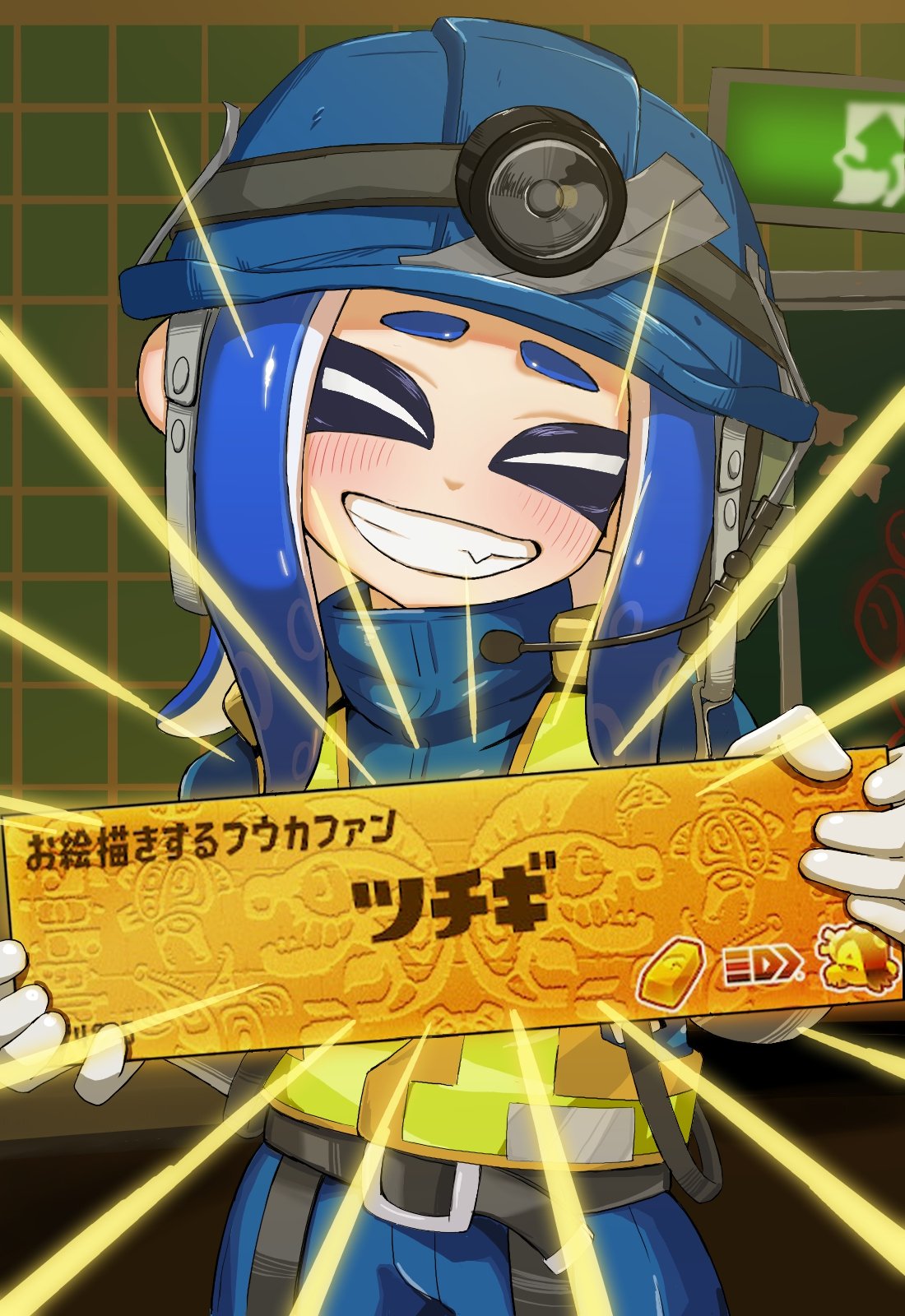 1girl, belt, blue_hair, blue_helmet, blue_jumpsuit, closed_eyes, commentary_request, facing_viewer