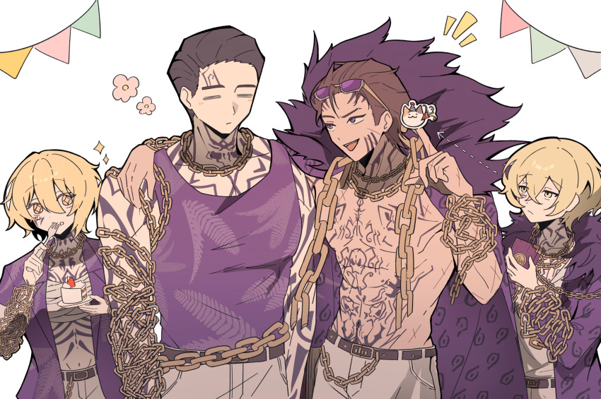 +_+, 1girl, 3boys, :/, :d, =_=, abs, absurdres