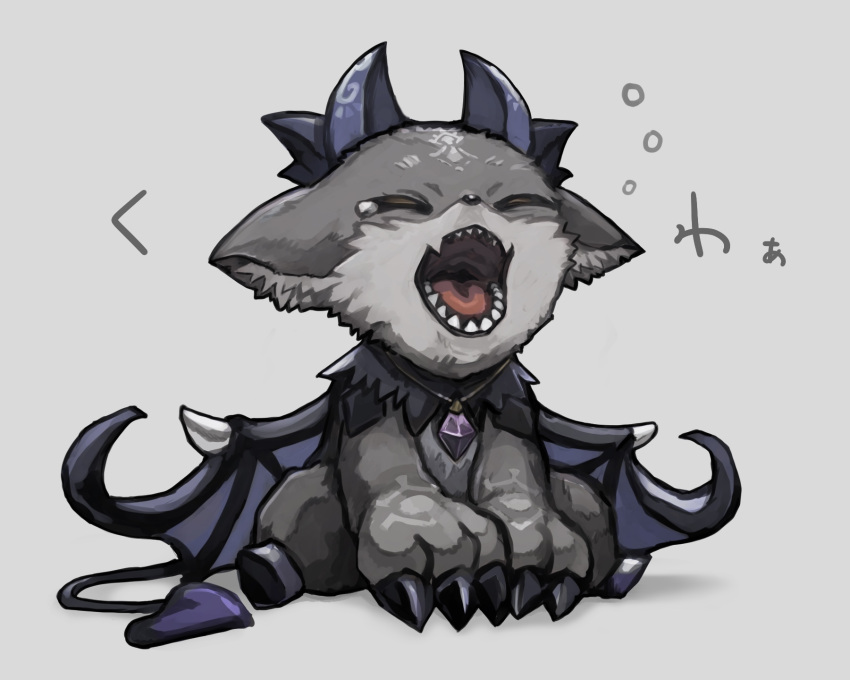 1other, ameiro_tamanegi, animal_nose, blue_horns, blue_tail, blue_wings, chibikemo, claws