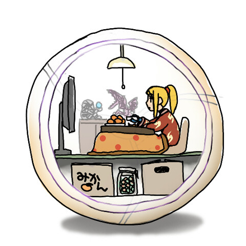 food, fruit, kotatsu, lowres, metroid, mikan_box, morph_ball, nintendo