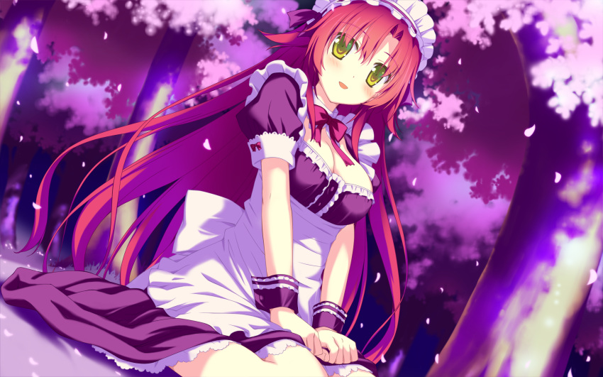 game_cg, irotoridori_no_sekai, long_hair, maid, minami_kana_(irotoridori), red_hair, redhead, shida_kazuhiro