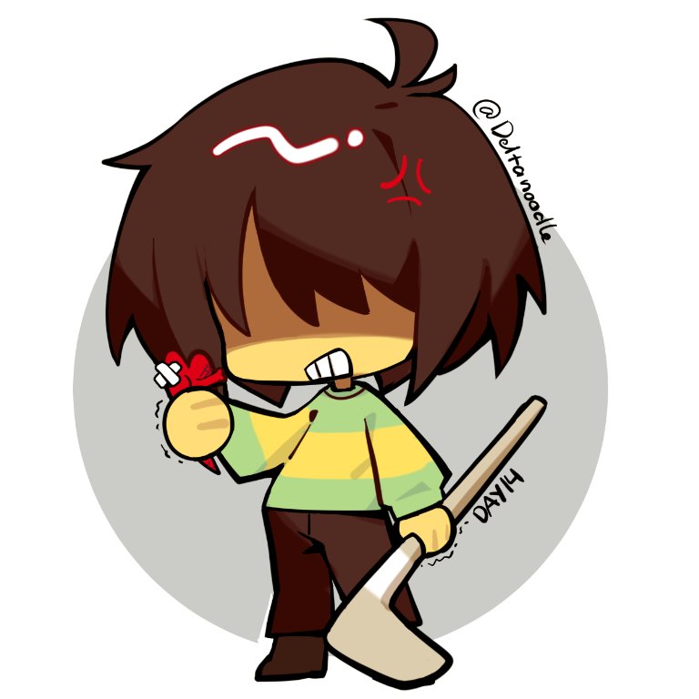 1other, angry, brown_hair, brown_pants, chibi, clenched_teeth, deltanoodle, deltarune
